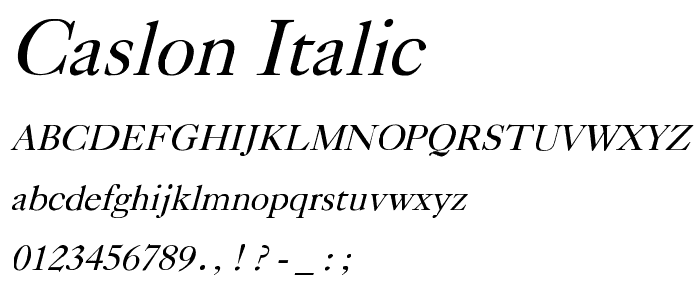 Caslon Italic font